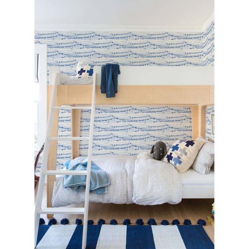 Chesapeake Rannell Navy Abstract Scallop Wallpaper