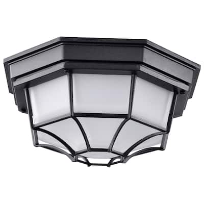 LED Spider Cage Fixture Black Finish with Frosted Glass