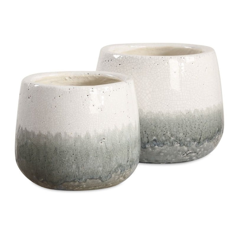 Uttermost 18189 Nimbus 6-1/4" Tall Ceramic Vase - Set of 2 - Aged White / Gray