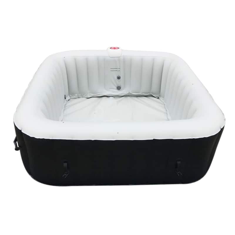 ALEKO Square Inflatable Jetted 6 Person Hot Tub Spa With Cover - Black