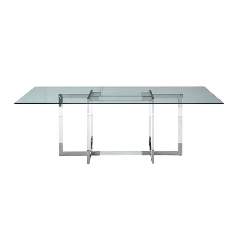 Somette Amanda 72" Dining Table with Floating Acrylic Base - 42"x 72"