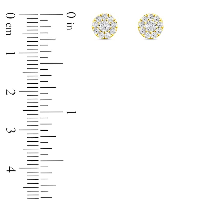 1/3ct TDW Diamond Cluster Heart Stud Earrings in 10K Yellow Gold for Women