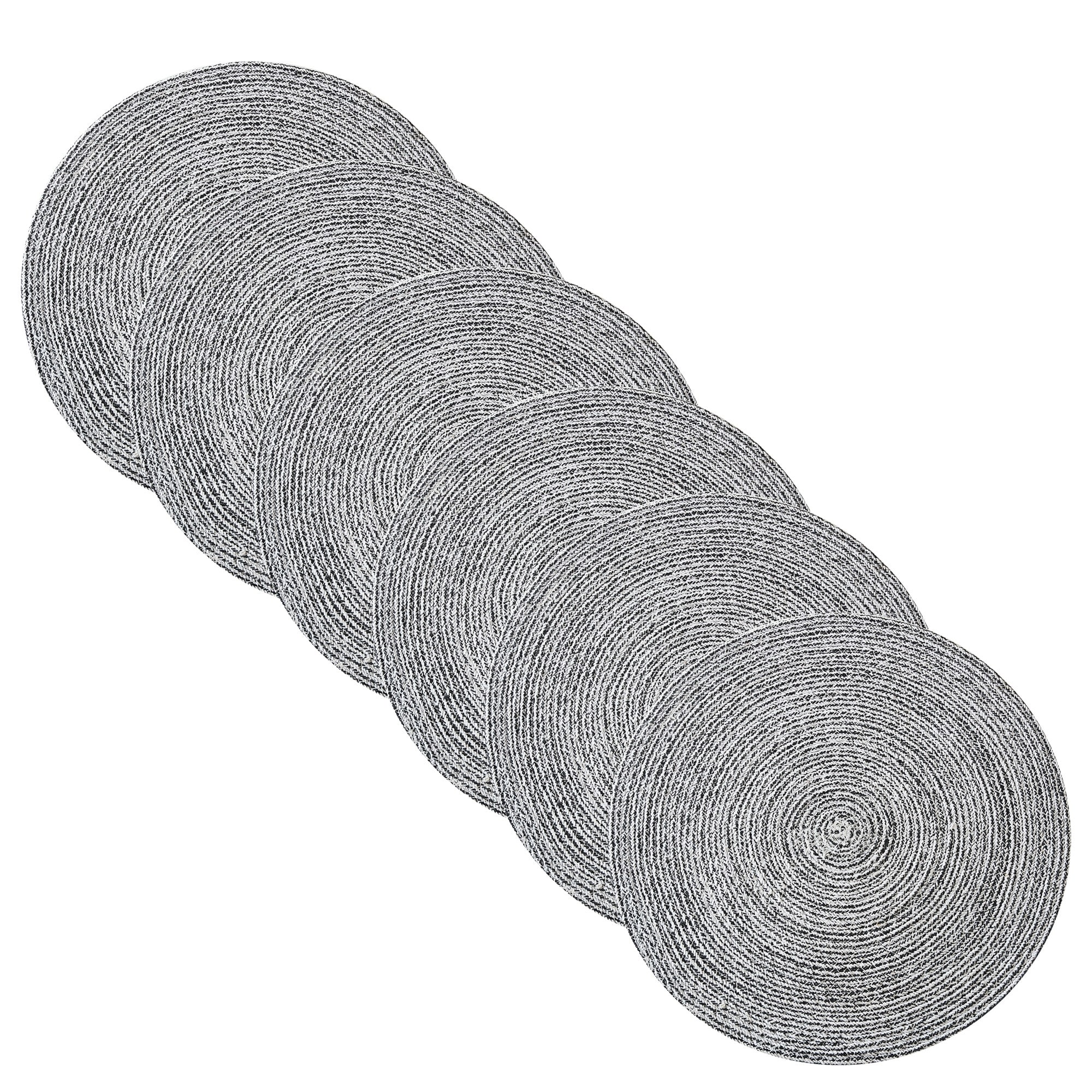 Sweet Home Collection Two Tone Cotton 15" Round Woven Placemats Sets (Set of 4 or 6)