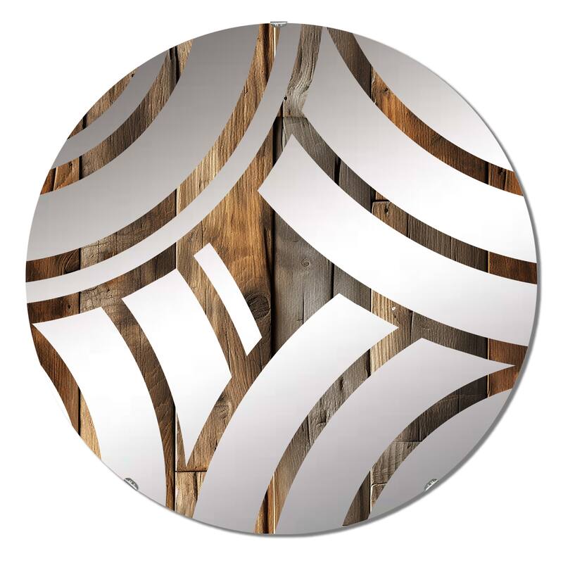 Designart "Rustic County Planked Wood" - Vintage Abstract Centre Wave Decorative Mirror