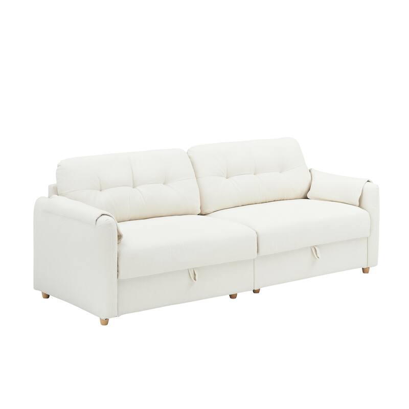 Teddy Cotton Linen Fabric Sofa with Built-in Storage