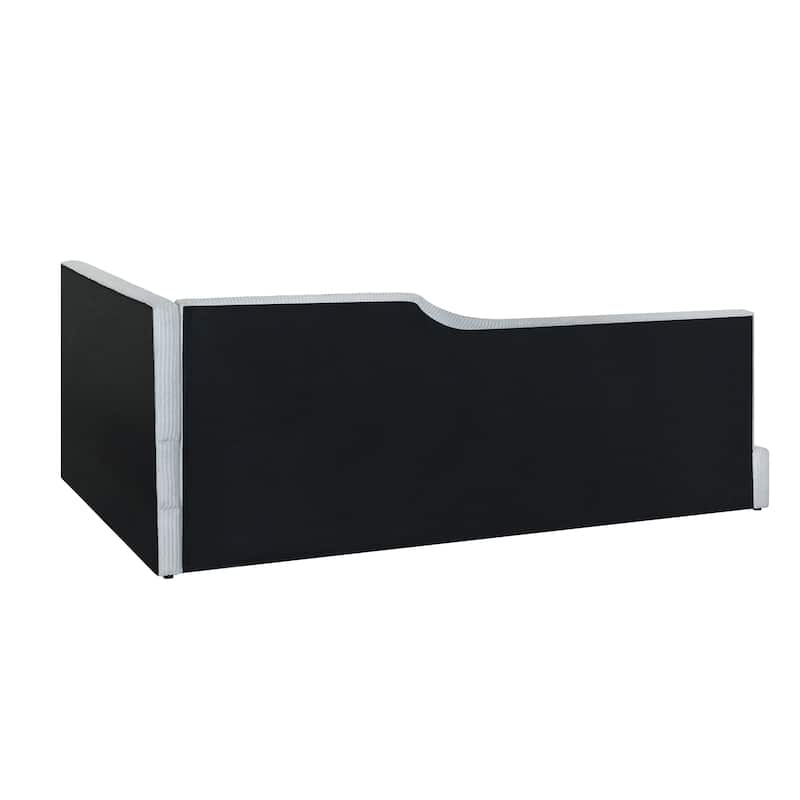 Full Size L-Shaped Upholstered Daybed with Corduroy Fabric, Modern Design, Spacious Seating, and Sturdy Construction