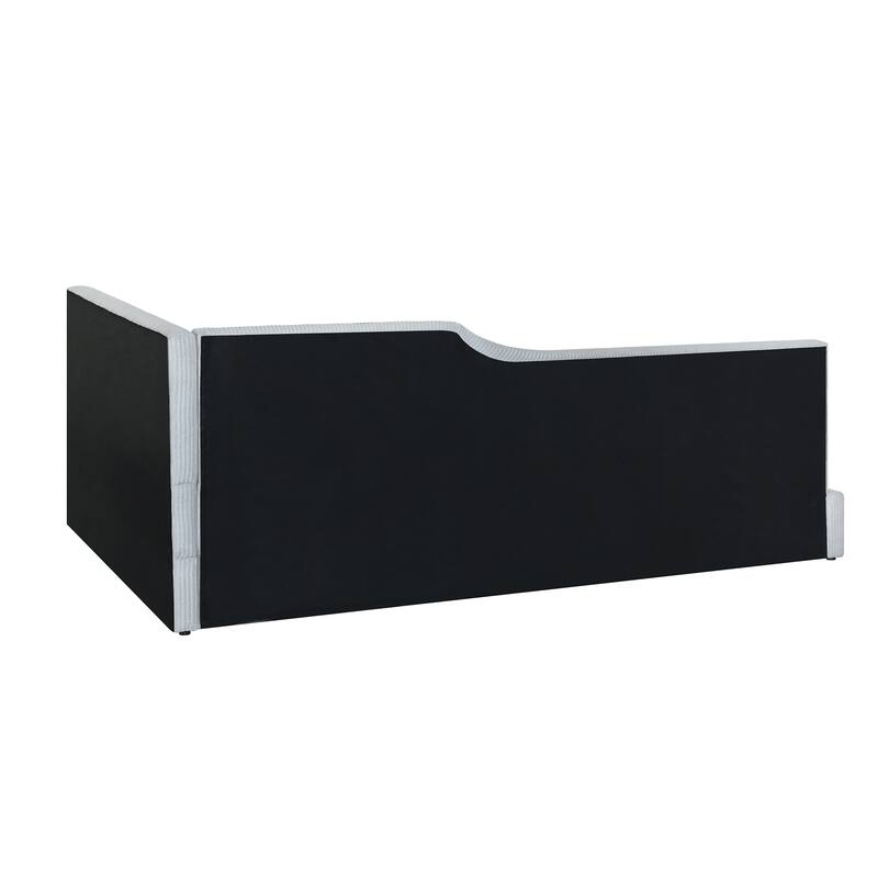 Twin Size L-Shaped Corduroy Daybed, Upholstered with Solid MDF Frame, Stylish Seating
