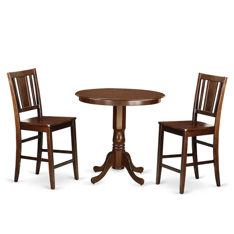 HomeStock 3-Pc Mahogany Finish Solid Wood Top - Dining Room Set - Seats 4