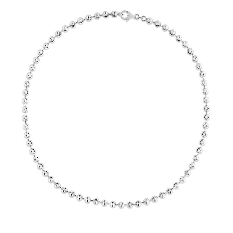 Curata 925 Sterling Silver 5mm Moon cut Bead Chain Necklace