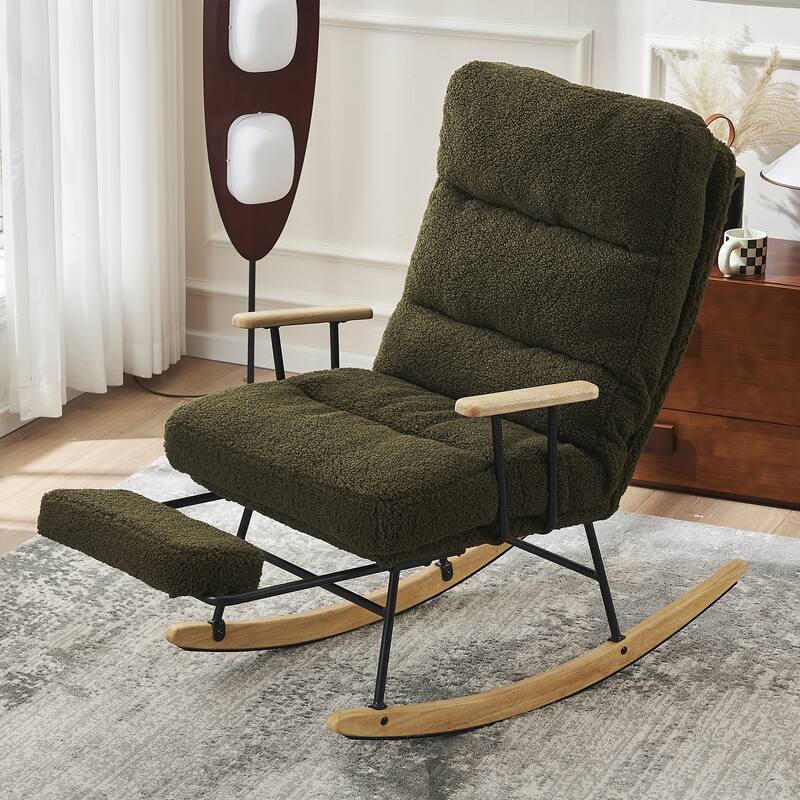 Chichoice Modern Accent Rocking Chair with Footrest, Nursery Glider Rocker with Side Pocket