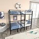 preview thumbnail 2 of 6, Black Twin over Twin Size Steel Loft Bunk Bed with Table Sets Transformable, Ladder and Fence for Bedroom