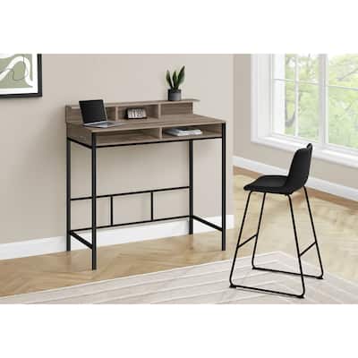 Modern Computer Desk with Hutch & Open Shelves