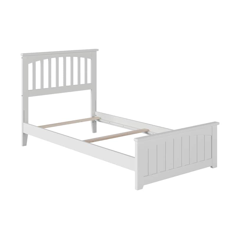 Mission Twin XL Foundation Bed Frame with Matching Footboard in White