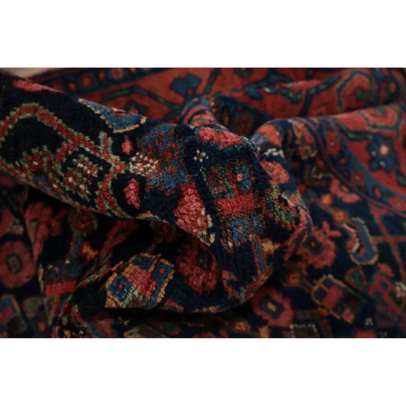 Hand Knotted Oriental 100% Wool Carpet Traditional Geometric Navy Blue & Blues Bidjar Area Rug - 9' 11'' X 5' 2''