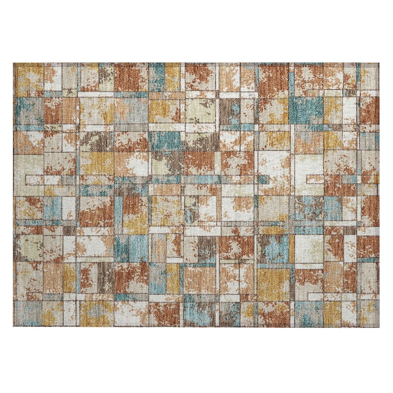 Machine Washable Indoor/ Outdoor Patchwork Chantille Rug