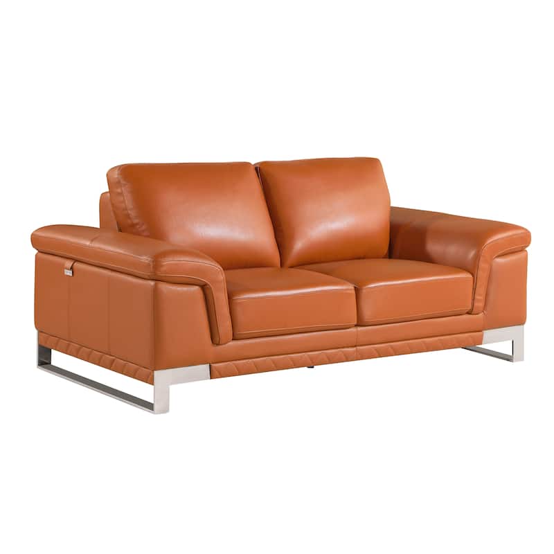 Top Grain Italian Leather Loveseat - Camel