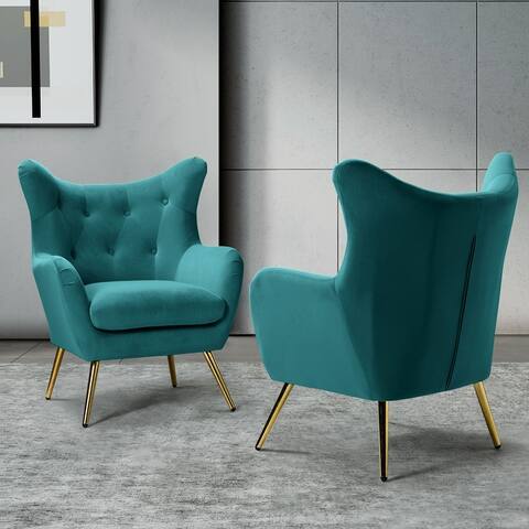 Lara Tufted Accent Chair with Wingback, Set of 2