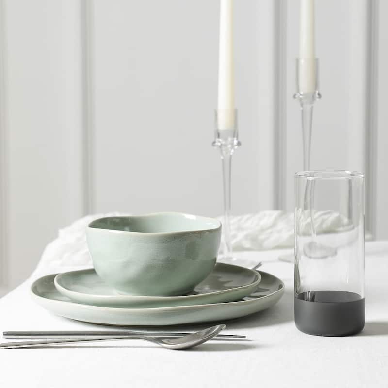 Stone Lain Mirella Stoneware, Borosilicate Glass Dinnerware Set - Light Green - 32 Piece