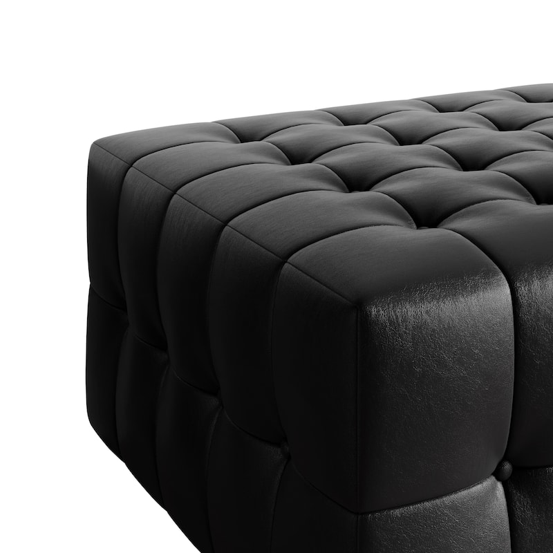 CraftPorch Elegance Button-Tufted PU Upholstered Ottoman
