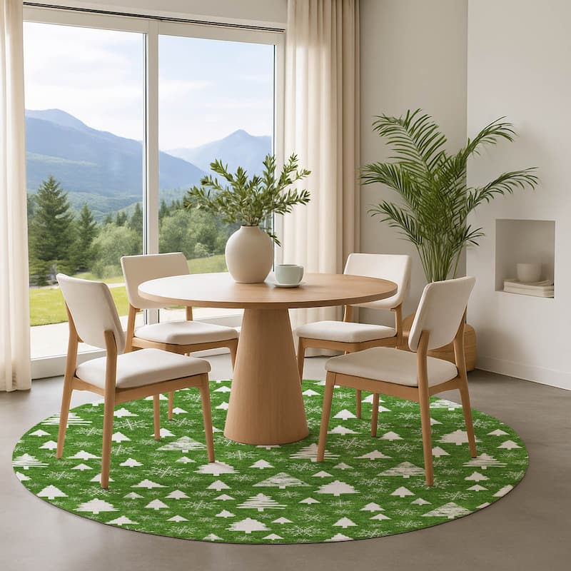 Premium Washable Super Soft Christmas Tree Mayfield Rug - Emerald - 8' x 8'