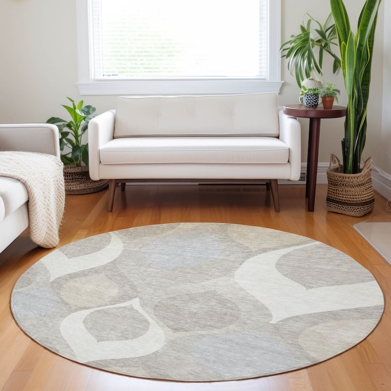 Premium Washable Super Soft Transitional Mayfield Rug - Ivory - 8' x 8' - Round