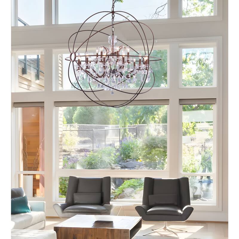 18-light Orb Design 43" Chandelier With Clear Crystals