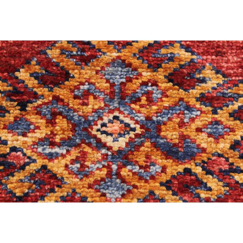 Tribal Super Kazak Caspian Red/Beige Hand Knotted Wool Rug - 2'0'' x 2'10''