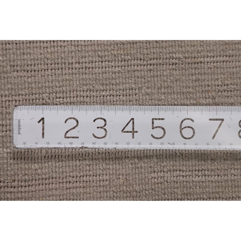 Beige Striped Nepalese Oriental Area Rug Hand-Knotted Wool Carpet - 5'10" x 8'8"