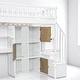 preview thumbnail 11 of 21, Twin Size Loft Bed with Staircase, L-Shaped Desk bed, LED Lights, Shelves & Cabinets, Space-Saving Workstation Bed Frame