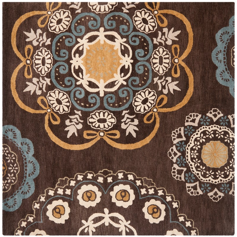 SAFAVIEH Handmade Wyndham Marni Modern Wool Rug - 7' Square - Eggplant/Multi