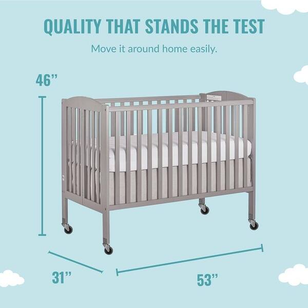 Dream On Me Folding Full Size Convenience Crib - Steel Grey