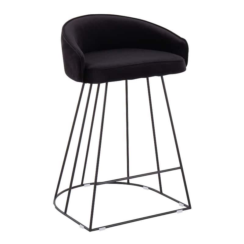 Silver Orchid Haid Velvet Upholstered Counter Stool (Set of 2)