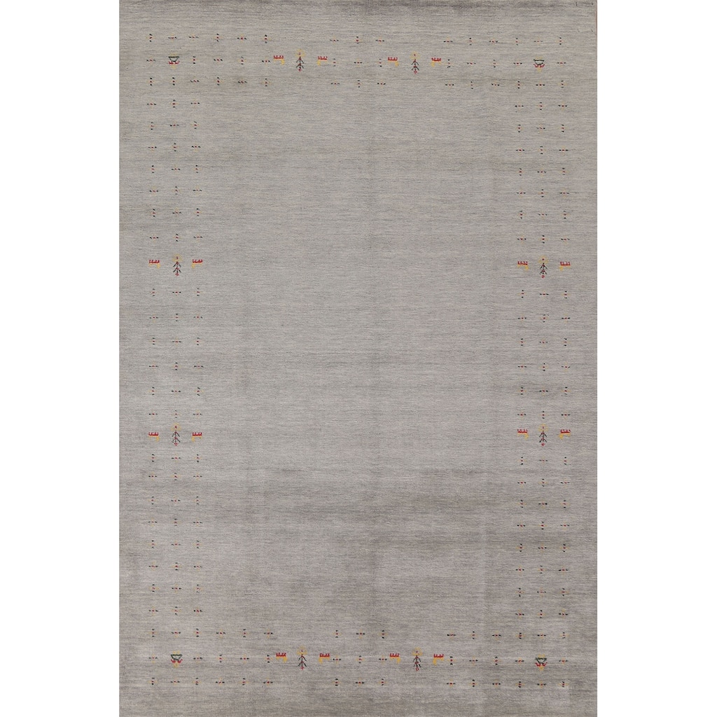 Gabbeh Area Rug Handmade Tribal Wool Carpet - 6'8"x 9'9"