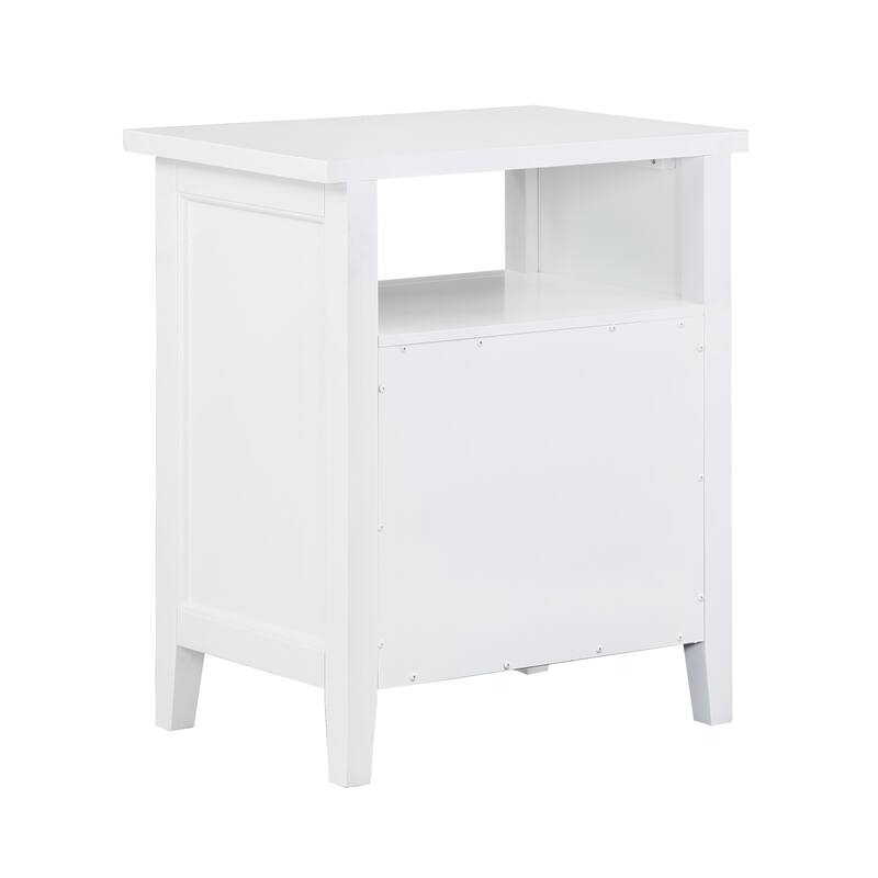 2- Drawer Nightstand with Nickel Knobs and Open Shelf Solid Wood Construction