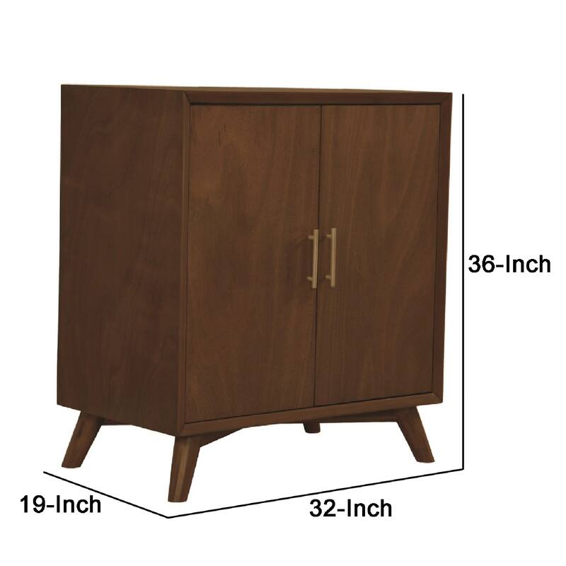 Ian 36 Inch 2 Door Bar Cabinet, Mahogany Wood, Wine Rack, Walnut Brown