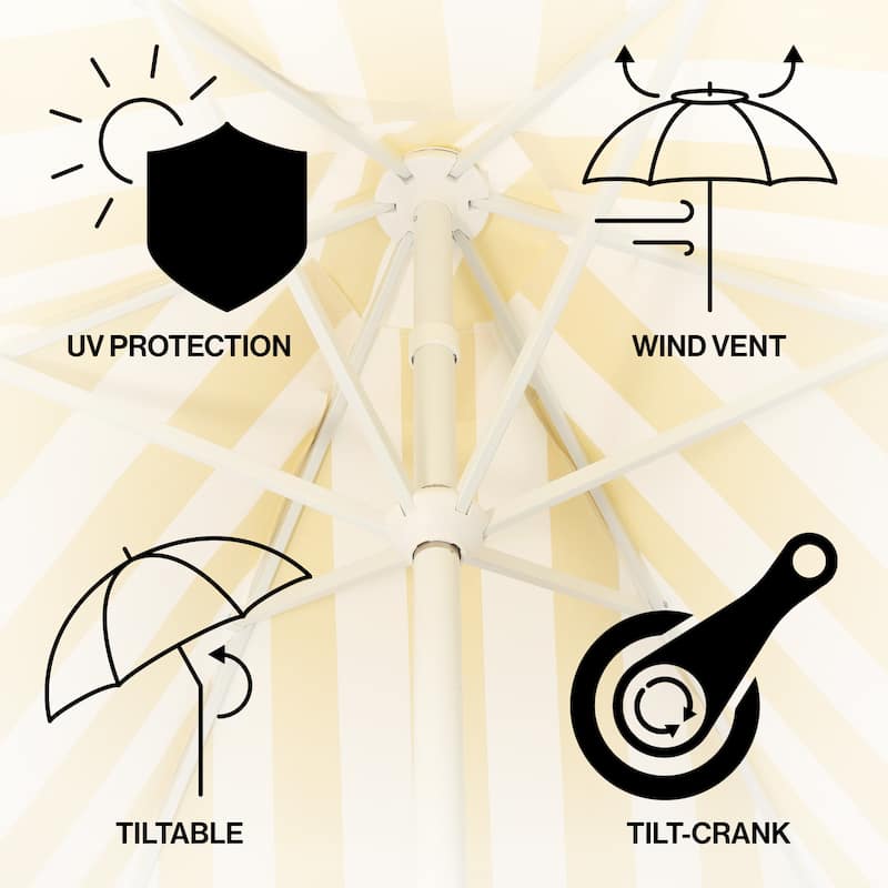 9ft Tassel Patio Umbrella Auto-Tilt, Crank , by JONATHAN Y