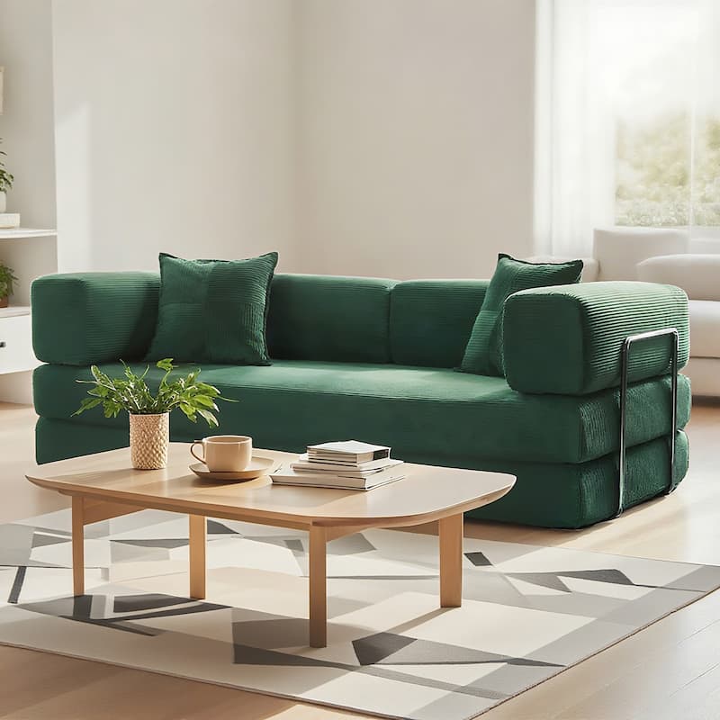 78.8"Convertible Floor Sofa Bed-with Pillow Back Support Armrest Floor Couch Compression Sofa Futon Couch Lounge Sleeper Bed