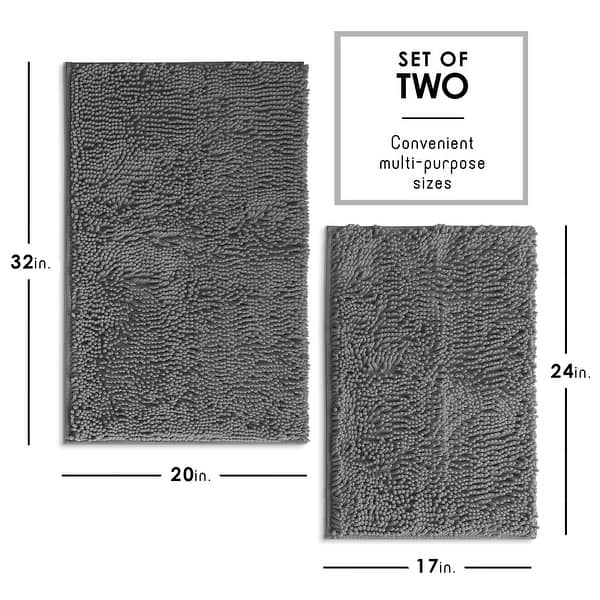 dimension image slide 18 of 34, Hearth & Harbor Non-Slip Super Plush Chenille Bathroom Rugs