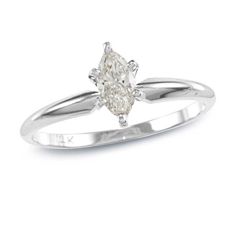 Auriya 14k Gold 2/5ctw Marquise-cut Solitaire Diamond Engagement Ring (I-J, I1-I2) - White - 4