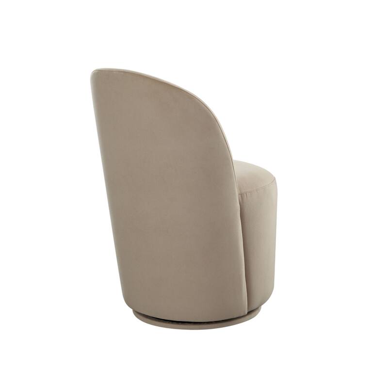 Accent Swivel Dining Chairs, Set of 2, Camel Brown Velvet, Contoured Back