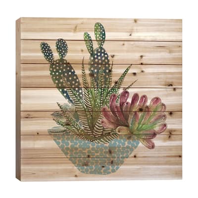 Cactus Arrangement I Print On Wood by Melissa Wang - Multi-Color