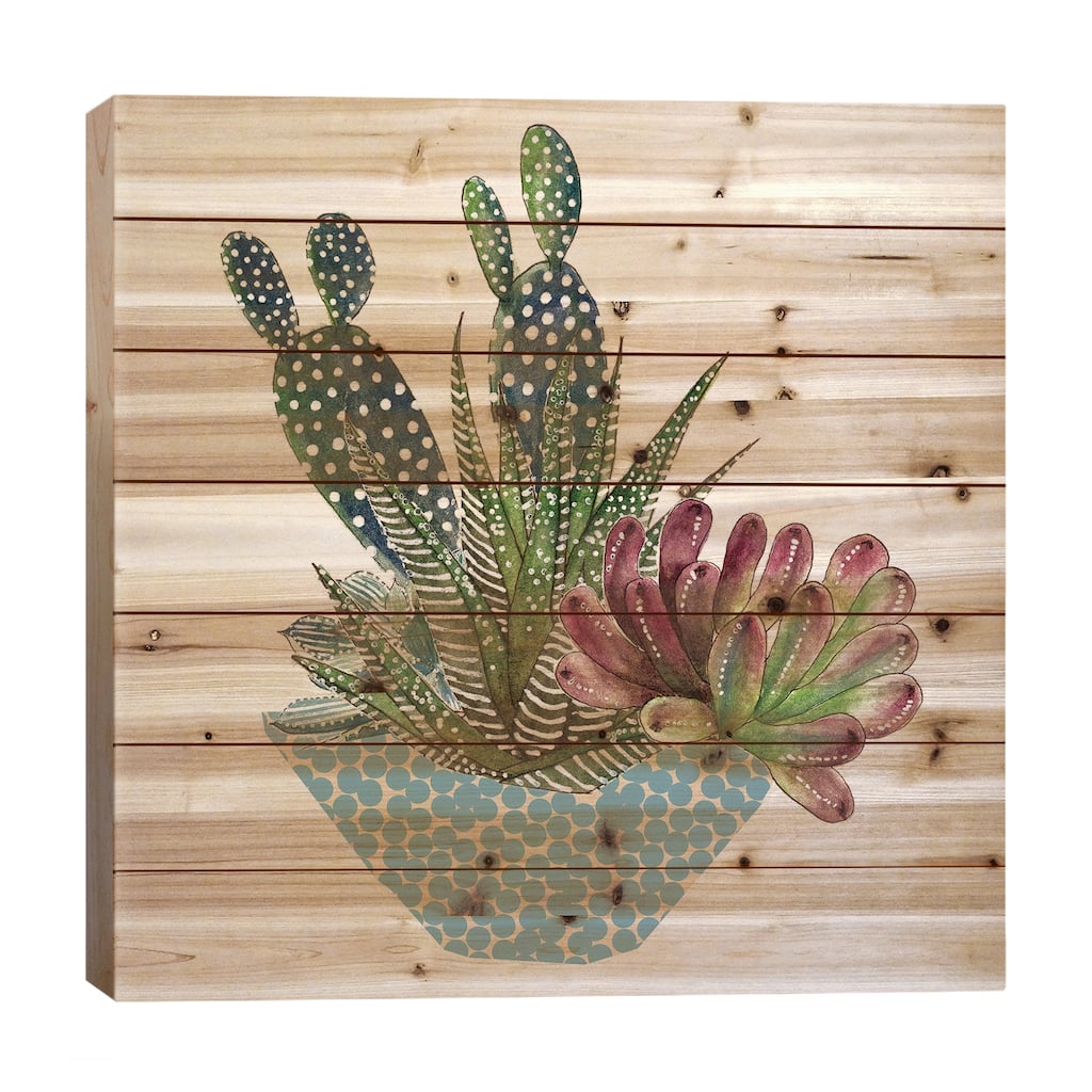 Cactus Arrangement I Print On Wood by Melissa Wang - Multi-Color