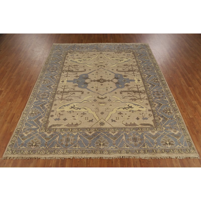 Camel Tone Oushak Indian Area Rug Handmade Wool Carpet - 8'2" x 9'9"