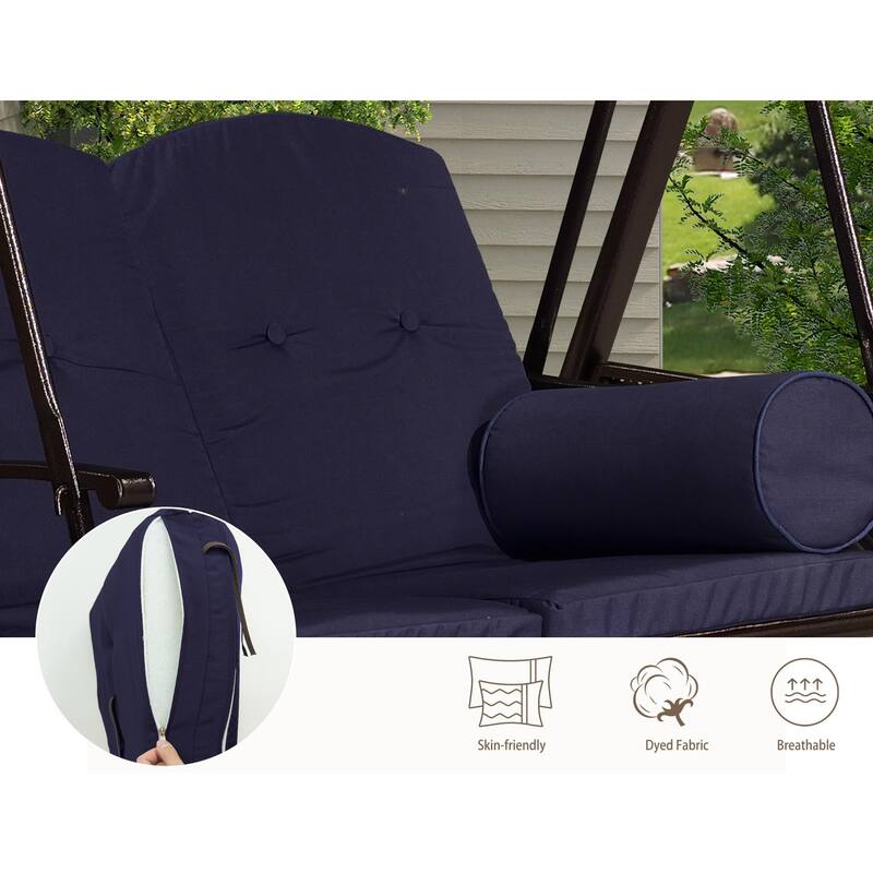 PURPLE LEAF Deluxe Outdoor Patio Porch Swing with Weather Resistant Steel Frame, Cushions and Pillow Included