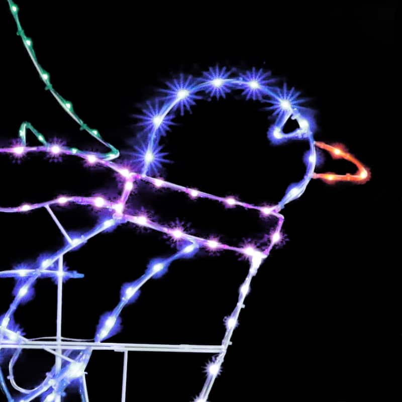 Puleo International Set of 3 Skiing Penguins with Tree Christmas Outdoor Decor - White