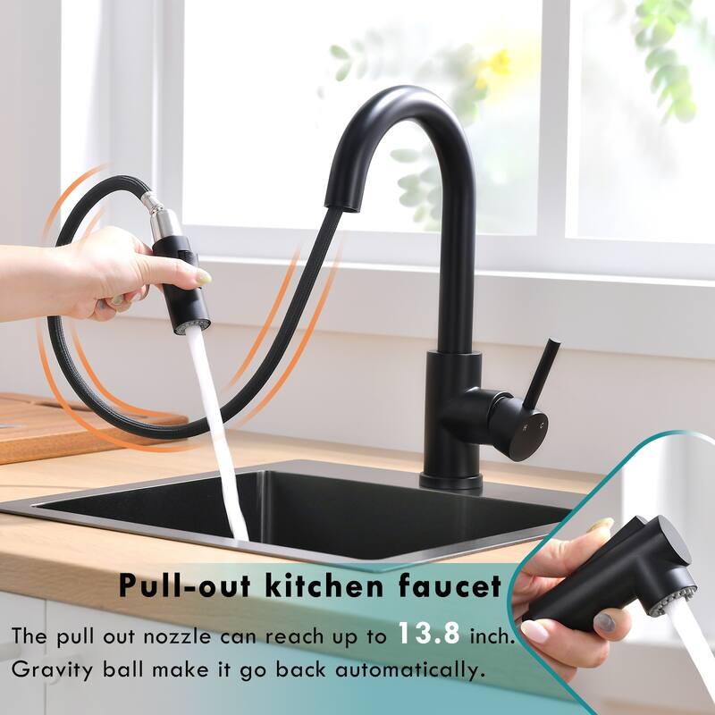 Single Handle Stainless Pull-out Kitchen Faucet with Multifunctional Outlet Water Effect