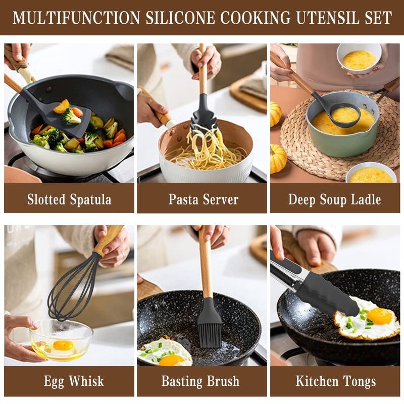 Kitchen Cooking Utensils Set, 33 pcs Non-Stick Utensils Spatula Set with Holder