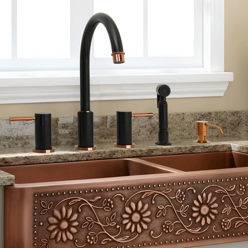 Two-Handles Widespread Kitchen Faucet with Side Sprayer