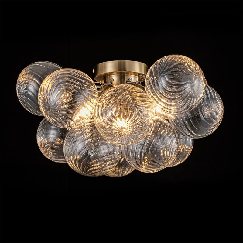 Starsky 3-Light 17in. Contemporary Glass Bubble Semi Flush Mount