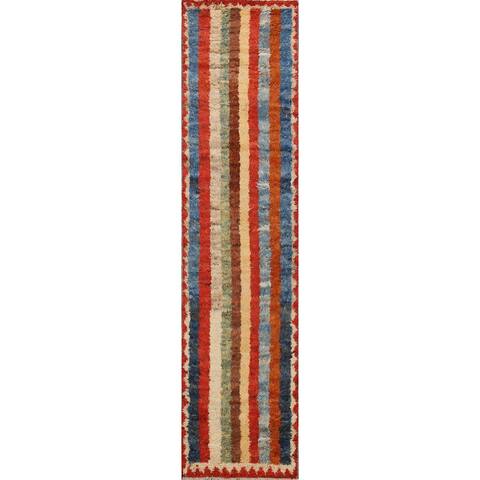Stripe Moroccan Oriental Hallway Runner Rug Wool Hand-knotted - 2'7" x 9'7"